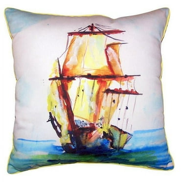 Betsy Drake SN666 12 x 12 in. Tall Ship Small Outdoor & Indoor Pillow