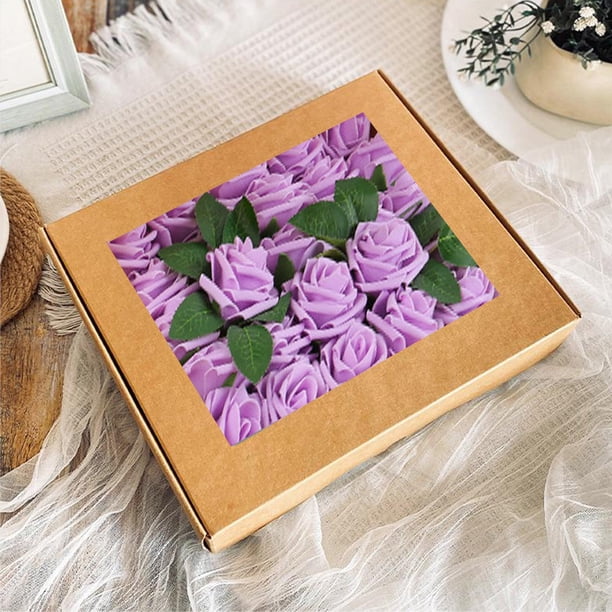 Fiudx Caja de Regalo con Rosas Simuladas, Elegante Decoración para San Valentín, Arreglo Floral Resistente a La Decoloración, Ideal para El Hogar o El Porche, Ideal para Festividades, 25 Rosas, Tamañ