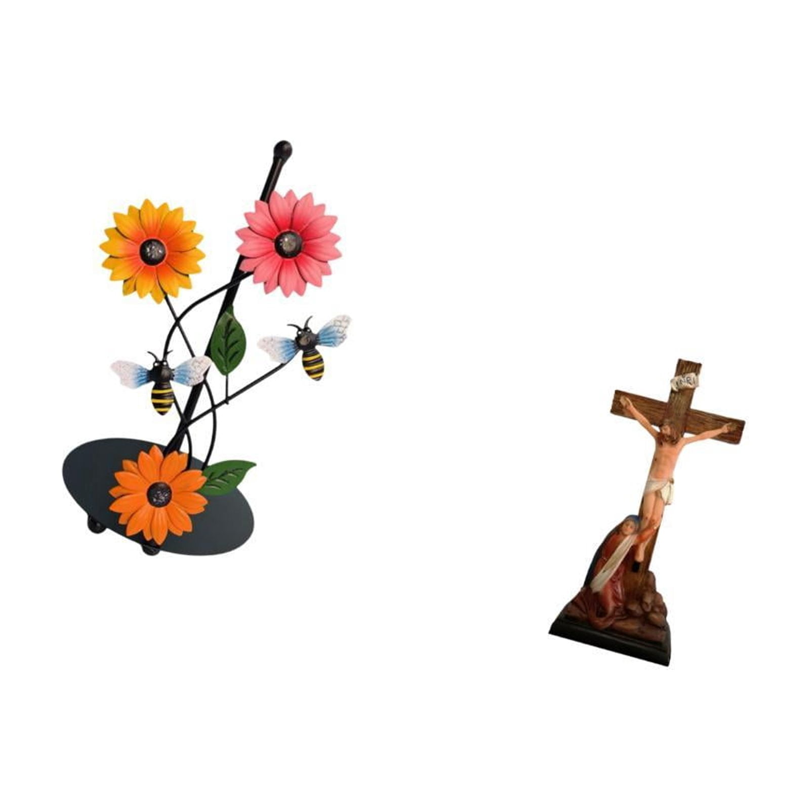 Fiocias Toilet Paper Holder Paper Towel Holder Countertop Mother Mary Statue Figurine Jesus Cross Figurine Iron Resin Material Suitable for Kitchen