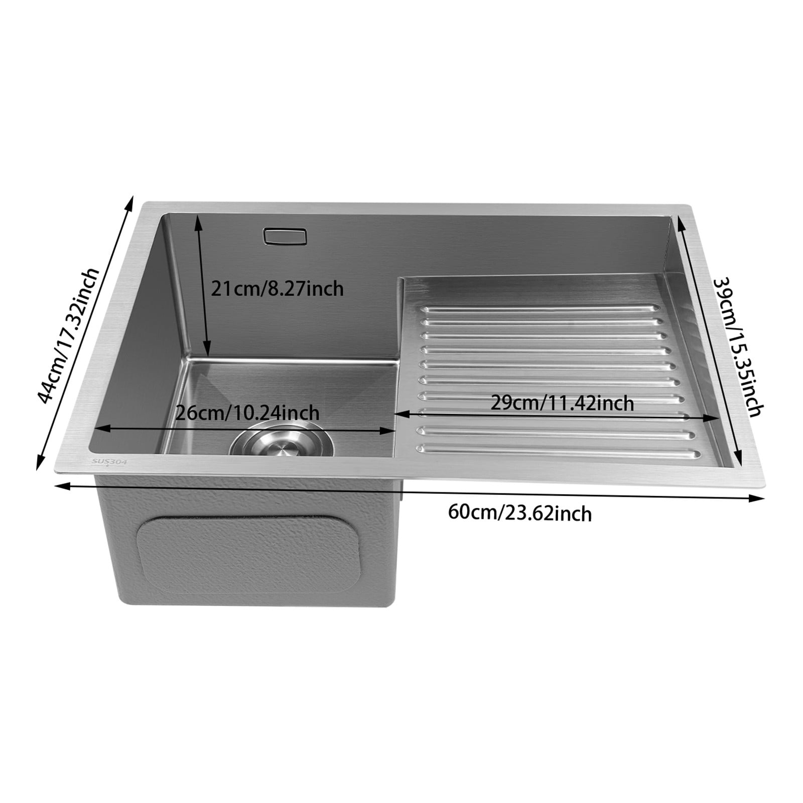 Laundry Sink Washing Basin With Washboard Stainless Steel Laundry ‎Rectangular Utility Sink