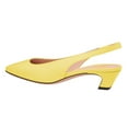 thumbnail image 4 of FSJ Women Classic Square Closed Toe Elastic Strap Slingback Pumps Chunky Block Low Heel Slip On Party Dressy Office Shoes Size 8 Yellow, 4 of 4
