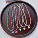 thumbnail image 4 of Eye Catching Beaded Chain Necklace Colorful Dopamines Necklace Rainbow Candy Color Heart Pendant Choker Jewelry Women Yellow, 4 of 4