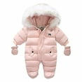 thumbnail image 1 of Liacowi Toddler Baby Girls Boys Zipper Down Jumpsuits with Gloves, Winter Snowsuit Coat Romper Jumpsuit Outfits, 1 of 8