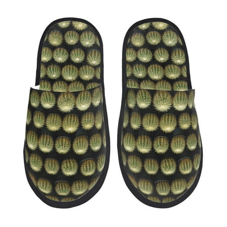Balery Cactus Farmland Slient Indoor Furry Fleece Comfort House Shoes Soft Non-Slip Home Shoes Cotton slippers House Slippers-- Large