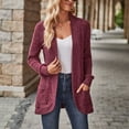 thumbnail image 5 of GPOECD Womens 2025 Fall Solid Color Casual Long Sleeve Side Pocket Cardigan Jacket Open Front Lightweight Wear Outerwear Red，S, 5 of 9