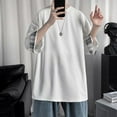thumbnail image 4 of JDEFEG Mens Tops Shirts Men's Three Quarter Sleeve Solid Color T Shirt Large Loose Fit Half Sleeve Summer Loose Crew Neck Light Top Simple Handsome Trendy Short Sleeve White Size Xl, 4 of 7