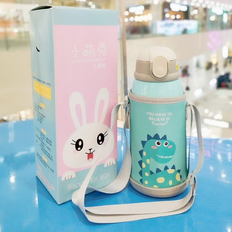 500ml Cartoon Stainless Steel 316 Vacuum Flask With Straw Two Lids Portable  Kids Thermos Mug Travel Thermal Water Bottle Tumbler