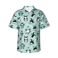 thumbnail image 1 of Balery Winter Skiing Penguin Camisas hawaianas de manga corta para hombre, camisas playeras de corte holgado, camisas de vacaciones con botones,Small, 1 of 7