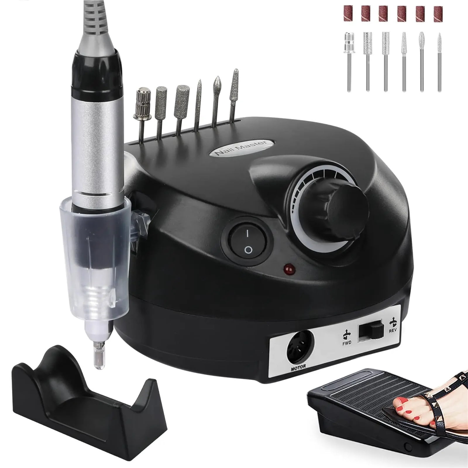 Acrylic Nail Drill-Electric Nail Drill with Foot Pedal E File Manicure Set Electric Nail File with NailDrill Bits