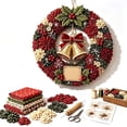 thumbnail image 2 of 3D Fabric Poke Wreath DIY Kit, Bell Pattern Punch Art Craft Set, Beginner-Friendly Xmas Wall Hanging Decor for Front Door Window Home Party, 2 of 7