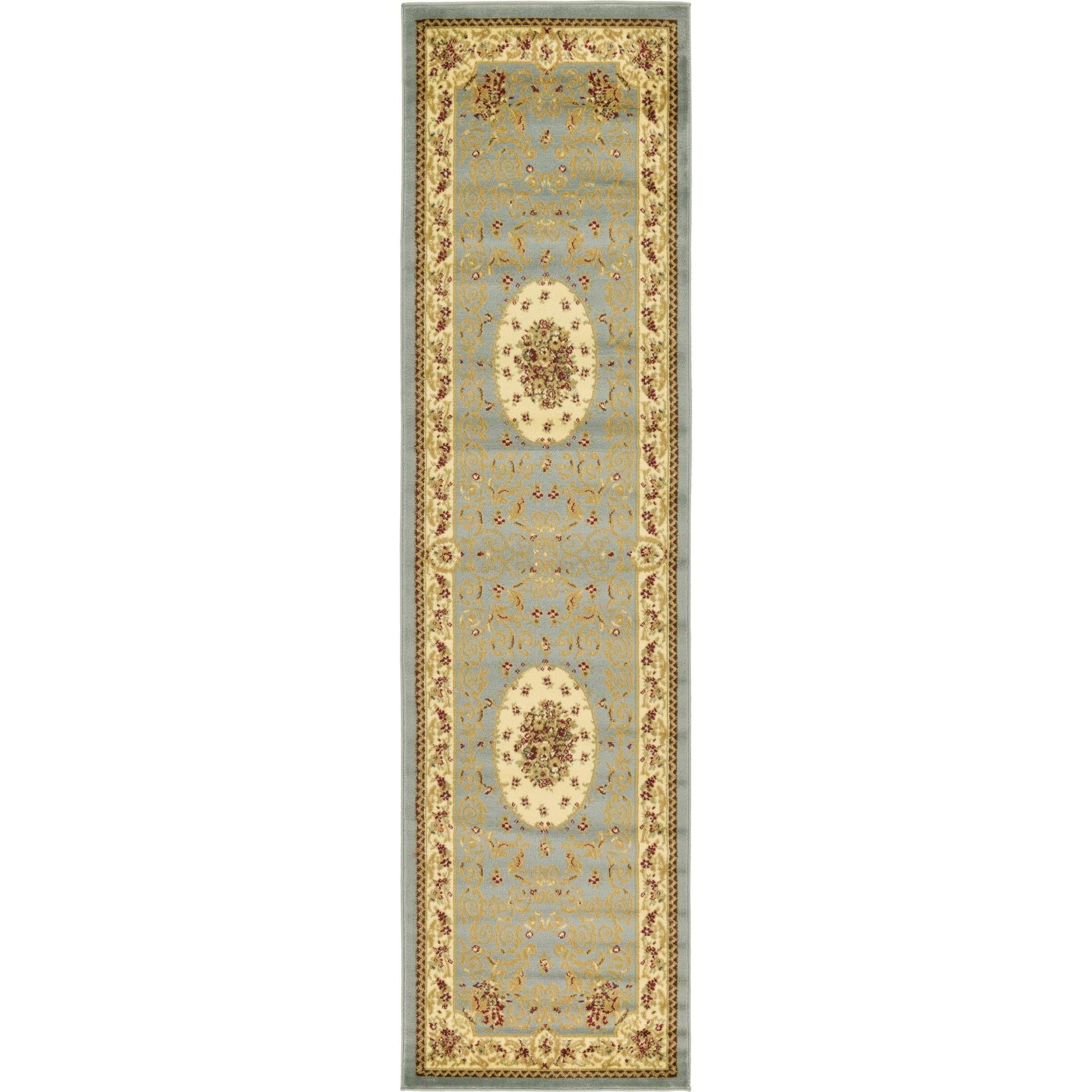 Unique Loom Phillipe Versailles Rug Light Blue/Brown 2' 7" x 10' Runner