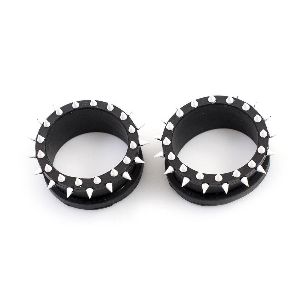 Silicone Tunnels Plugs With Silicone Spikes Double Flared Set Of 2