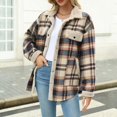 thumbnail image 5 of Baberdicy Women's Plaid Lapel Jacket, Casual Contrast Color Fleece Lined Fall Winter Coat , Plaid Fleece Shacket, Corduroy-Collar Jacket, Fall Flannel Coat Blue S, 5 of 5
