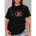 thumbnail image 1 of Women's Casual Round Neck Short Sleeve T-shirt With Soccer Ball Heartbeat Print, Fashionable Top With Germany Lettering, 1 of 7