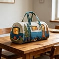thumbnail image 4 of Quilted Duffel Bags for Traveling, Weekend Travel Tote Floral Embroidered Overnight Bag Weekender Carry On Barrel Bag for Women Girls, 16 Inch (G), 4 of 8