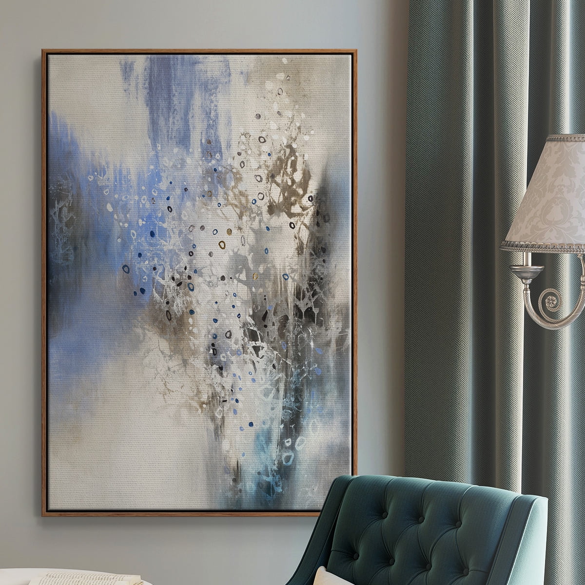 Glacier Stones Framed Premium Gallery Wrapped Canvas - Ready to Hang - 27 x 41 - Walnut Floating Frame