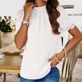 thumbnail image 4 of White T Shirts for Women Casual Printing Short Sleeves V Neck Loose T Shirt Blouse Tops Fashion Clothing, 4 of 6