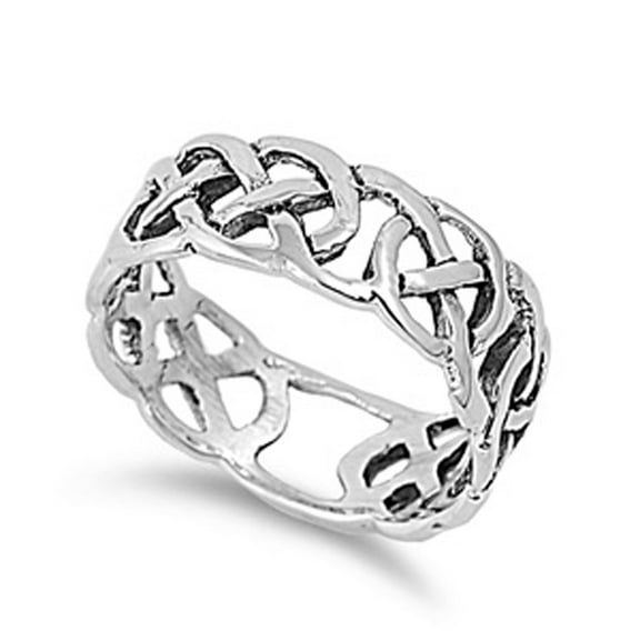 Oxidized Eternity Celtic Endless Knot Ring .925 Sterling Silver Band Jewelry Female Male Size 9