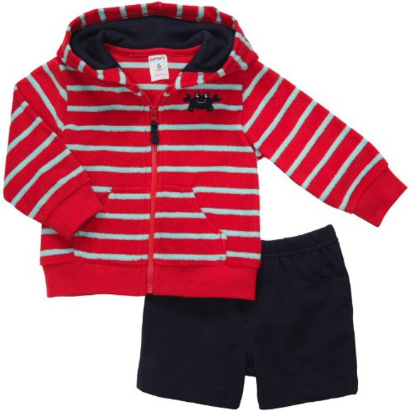 Carter's Ensemble Cardigan Rapide et Mignon pour Bébés Garçons - Crabe en Éponge à Rayures Rouge Marine