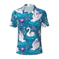 thumbnail image 2 of Daiia Swan On The Pond Pattern Men’s Polo Shirts,Solid Deck Shirt,Classic Fit, Breathable Cotton Polo for Casual and Sport Wear-Medium, 2 of 7