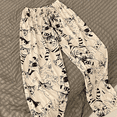 thumbnail image 2 of Pantalones holgados informales de dibujos animados para mujer, ropa para exteriores de verano y otoño, pantalones largos con aire acondicionado para el hogar, piernas anchas para chicas jóvenes, 2 of 4