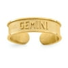 Primal Gold 14 Karat Yellow Gold Brushed and Polished Zodiac Gemini Toe Ring