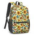 thumbnail image 2 of Sunflower and Butterfly Yellow Pattern 17" Waterproof Oxford School Backpacks for Teens, S-Shape Padded Straps, for School, Travel, Hiking, Camping, 2 of 5