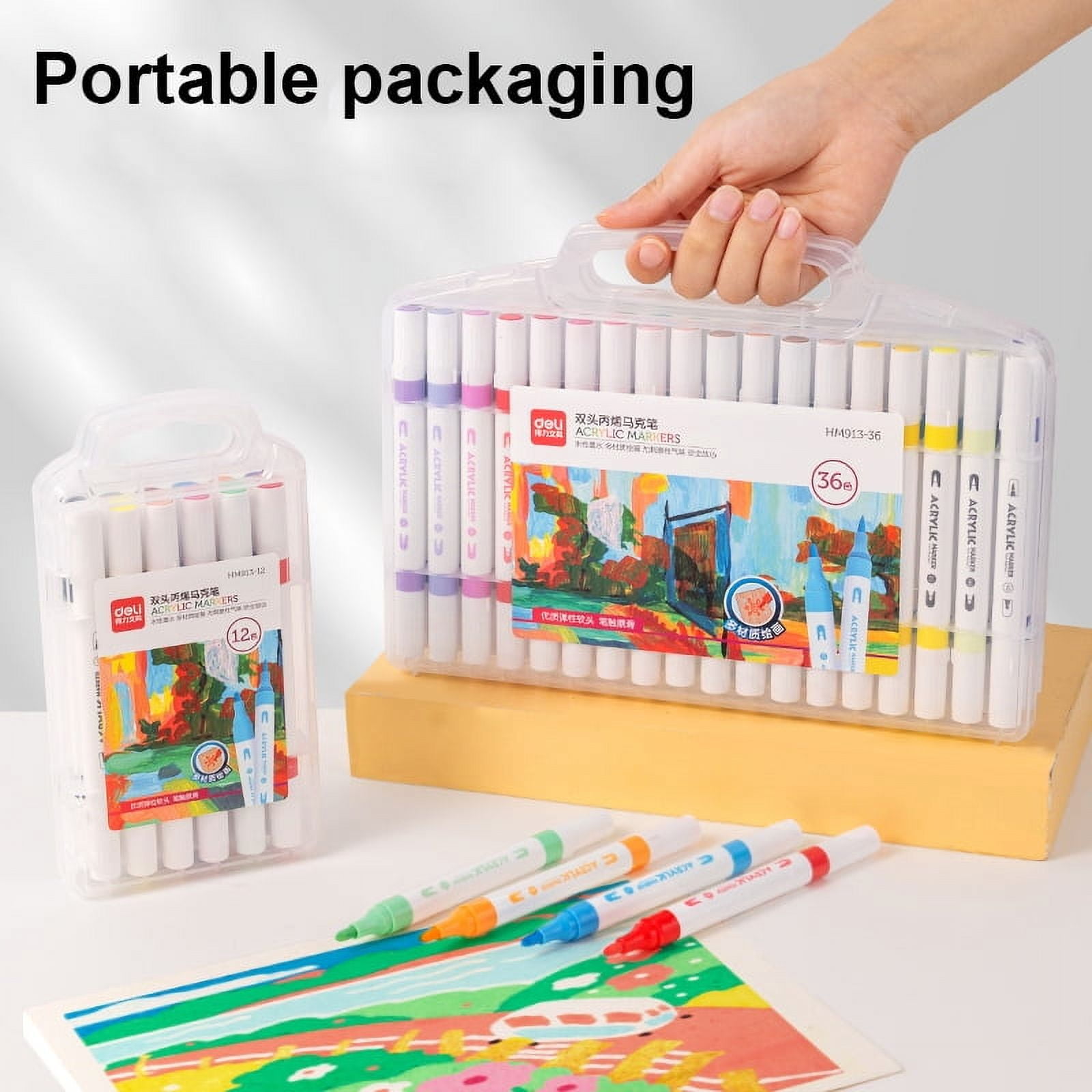 Deli Paint Markers Dual Tip Quick Drying Acrylic Marker Pens Paint