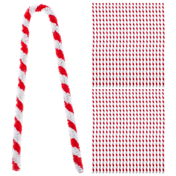 50 limpiapipas bicolores rojos y blancos, flexibles, ideales para manualidades infantiles. Materiales para proyectos de arte y bricolaje. Juguete educativo de peluche.