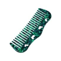 Unique Bargains 1 Pcs Women Heart Style Wide Tooth Comb for Curly Thick Wavy Straight Hair Blackish Green