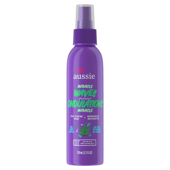 Aussie Ondulations Miracle Vaporisateur Anti-Frisottis avec Huile de Graines de Chanvre, Sans Parabènes, Sans Sulfates