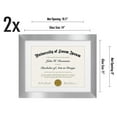thumbnail image 2 of Americanflat 11x14 Silver Diploma Frame - Displays 8.5x11 Diplomas with Mat or 11x14 Inch Without Mat - Shatter-Resistant Glass. Hanging Hardware Included! (2 Pack), 2 of 5