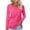 Hot Pink, variant on Women'S V Neck Long Sleeve T Shirt Solid/Color Block Casual Basic Tops Fall Tees