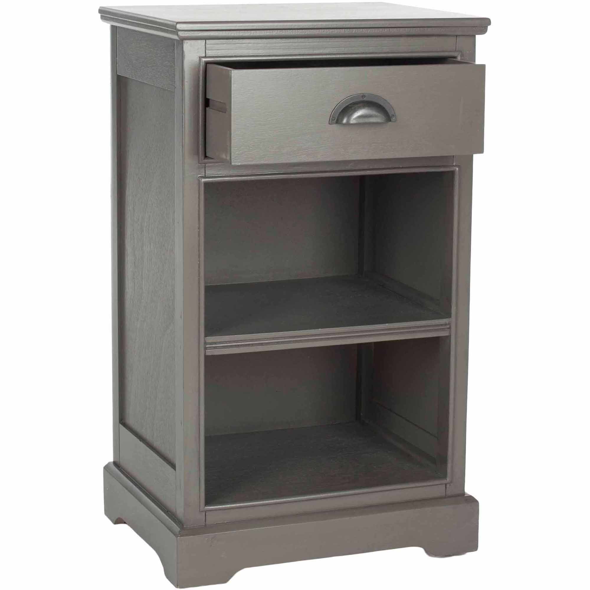 SAFAVIEH Griffin Solid Casual One Drawer Side Table, Grey