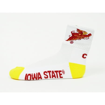 Iowa Quarters - Iowa State Cyclones White Quarter yellow Heel Toe Sock