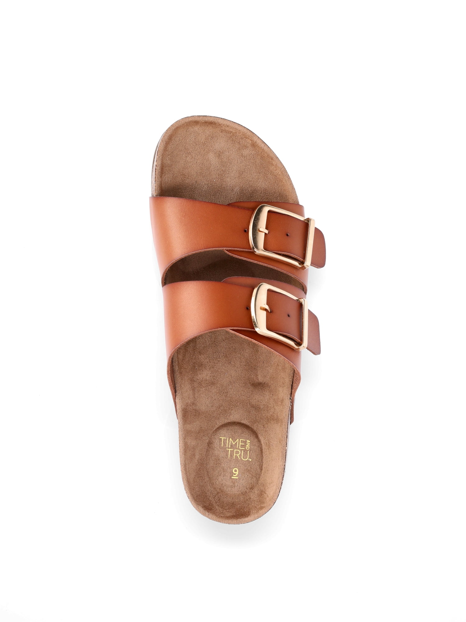 Time and Tru Women's Footbed Slide Sandals, Wide Width Available
