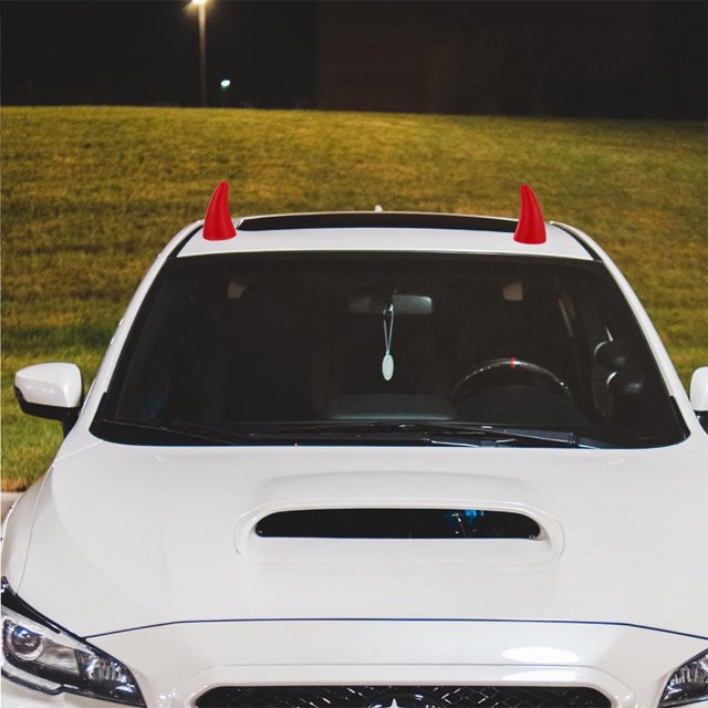 Baohd 2pieces Sticker Stand Out Crowd With Stylish Devil Horn Car Roof Decoration yellow 1Set