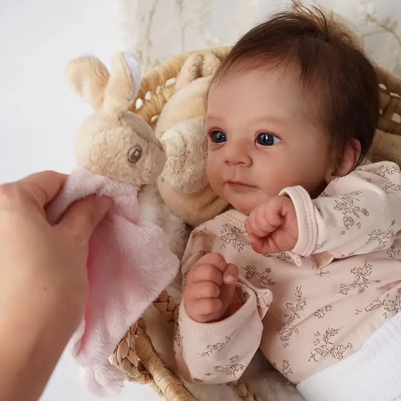 16 Inch Lifelike Reborn Baby Doll l, Soft Cloth Body , Realistic Skin Details, Hand-Painted Features, Kids Toy Age 3+