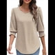 thumbnail image 1 of Blusas para Mujer, Elegantes, Informales, de 3/4 y Puños Fruncidos. Caqui XXL, 1 of 9