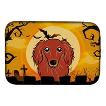 Halloween Longhair Red Dachshund Dish Drying Mat