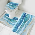 thumbnail image 3 of Teal Blue Ombre Bath Mat 3 Piece Bathroom Rug Set, Modern Coastal Ink Painted Abstract Non Slip Bath Rug Contour Mat and Toilet Lid Cover, Absorbent Shower Mats Soft Bath Rugs and Mats Sets, 3 of 8