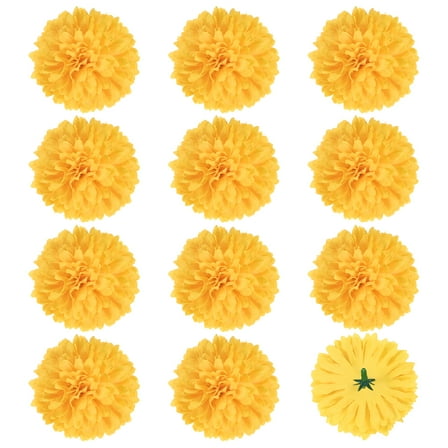 Uxcell 12-Pack Artificial Flower Heads, Fake Chrysanthemum Silk Flowers for DIY Home/Wedding/Centerpieces [Yellow]