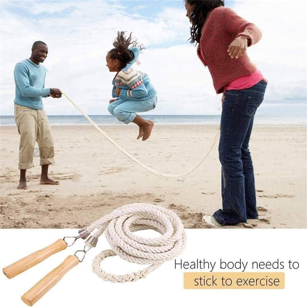 NAMZI Groups Rope Skipping Spring Loaded, 22.9ft Multiplayer Jumping Rope Skipping Best Team Long Rope Jumping with Wooden Handle for School Sport Game Company Party Skipping Outdoor Activity (7M)
