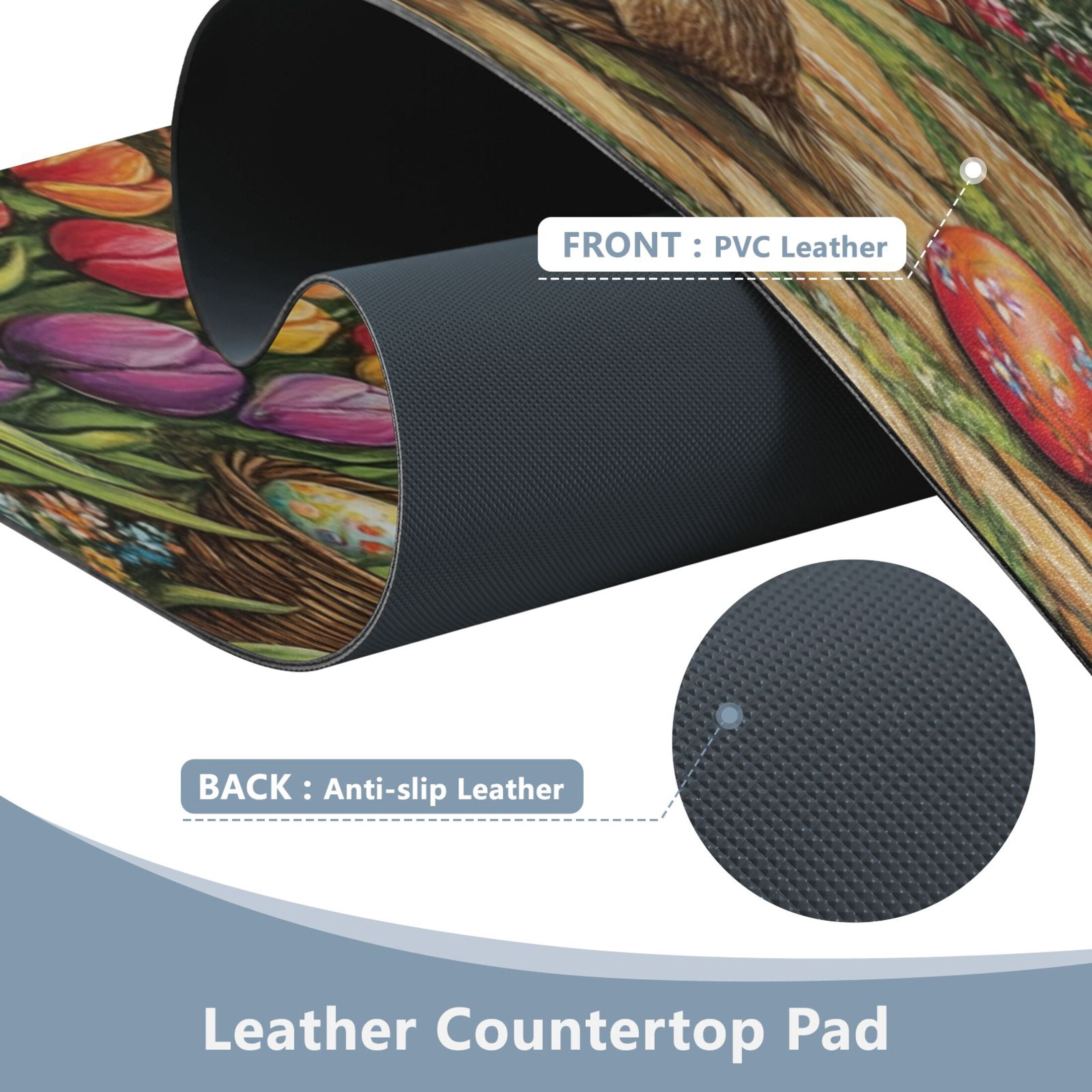 Wobogo Easter Cozy Cabin Gaming Mouse Pad Non-slip Leather Desk Mat Water Resist Keyboard Pad for Gamer Office 23.6×47.2in