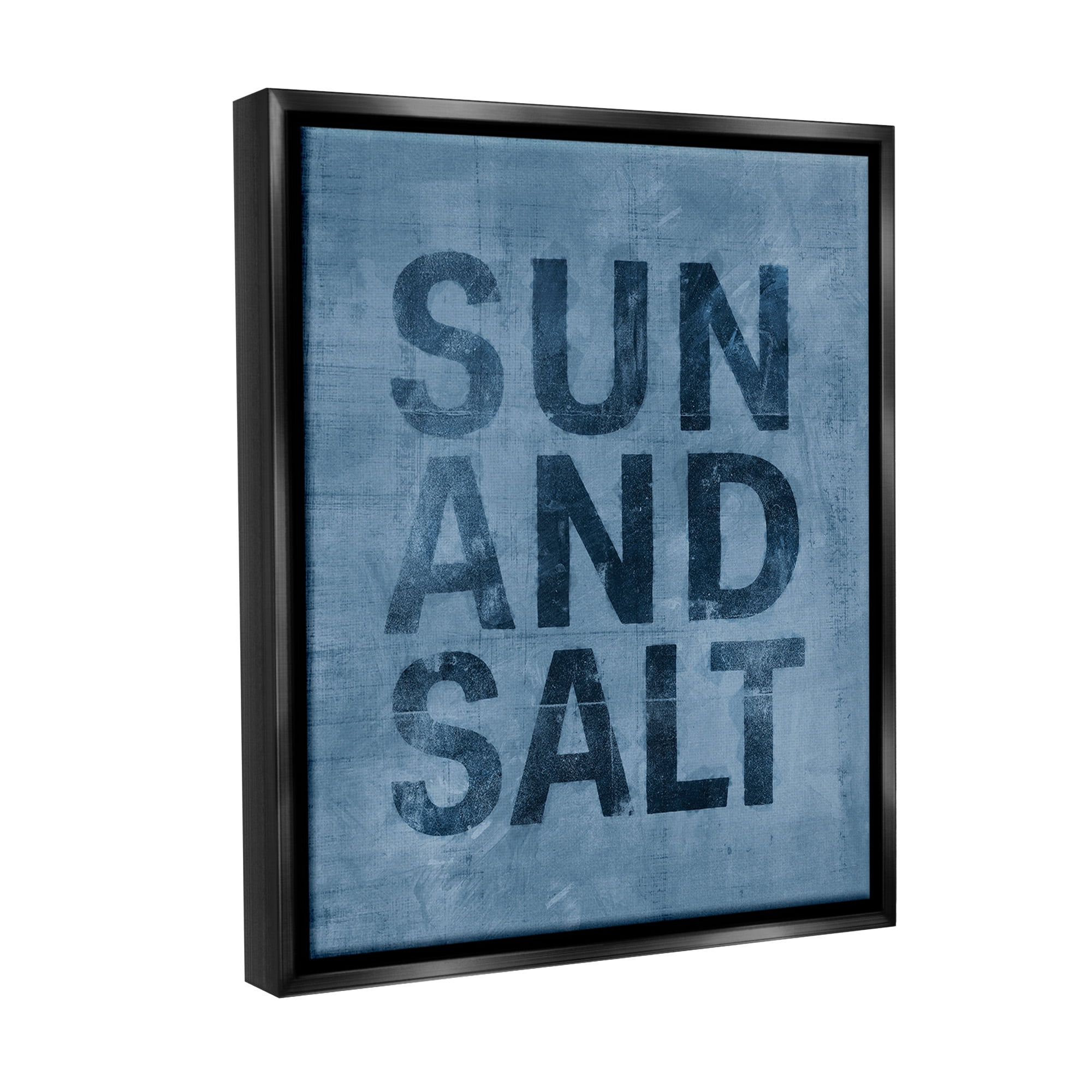 Stupell Industries Sun & Salt Phrase Nature Painting Black Floater Framed Canvas Art Print Wall Art, 17 x 21