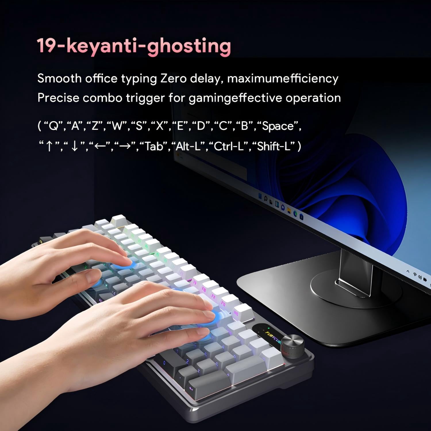 Rechale IP98 Mechanical Feel Keyboard, 98-Key Wired Gaming Keyboard, IPX8 Waterproof Side Printed PBT RGB Keycaps, 19-Key Anti-Ghosting (Black Gray)