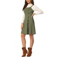 thumbnail image 4 of INSPIRE CHIC Women's Faux Suede Button Decor A-Line Mini Overall Dress M Army Green, 4 of 6