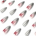 thumbnail image 4 of Fofosbeauty 24 pcs Almond Fake Nails Tips, Medium Press on French Nails, Almond Sliver Red Star French, 4 of 8