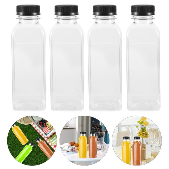 Stri 15pcs Empty Beverage Containers Plastic Juice Bottles with Lids for or Juice Milk