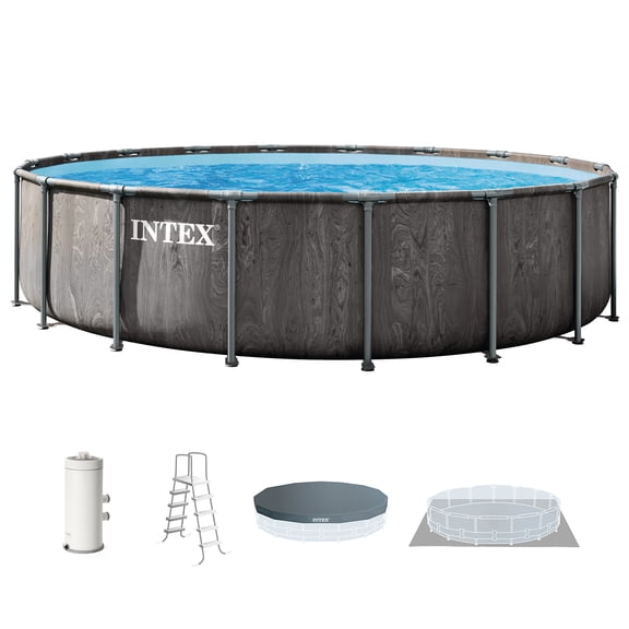 INTEX 26741EP Prism Frame 15'x48" Above Ground Pool w/ Pump, Ladder, Cover, Ground Cloth